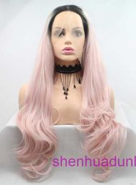 HD Body Wave Batir de encaje delantero Peluces para el cabello humano para mujeres Nuevo color negro elevado rosa gran oldilla para el cabello rizado largo tejido de la mano con encaje sintético fron