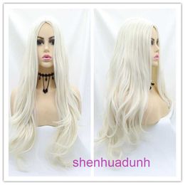 HD Body Wave Sight Lace Lace Front Human Hair Wigs for Women Chemical Fiber Mécanisme Wig Cosplay Natural White