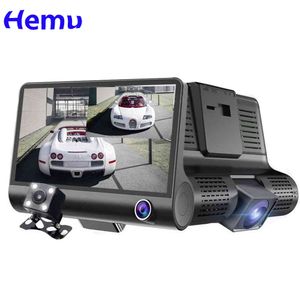 HD voiture DVR 3 caméras objectif 4.0 pouces caméra voiture à l'intérieur et à l'extérieur double enregistrement enregistreur de sauvegarde intégré Dvrs Dash Cam