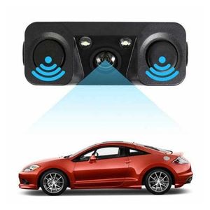 HD -auto achteraanzicht camera 3 in 1 parkeerradar detector sensor LED Night Vision Waterdichte omgekeerde camera