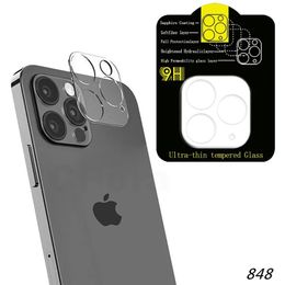 Protecteur d'écran d'objectif de caméra arrière HD clair résistant aux rayures, verre trempé, couverture complète transparente pour iPhone 15 15pro 15plus 15 pro max 14 13 12 Mini 11 sans emballage