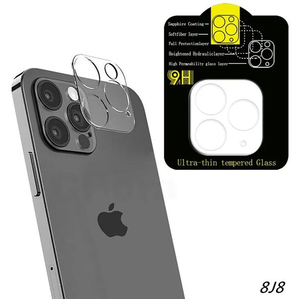 HD clair résistant aux rayures lentille de caméra arrière protecteur d'écran en verre trempé couverture complète transparente pour iPhone 14 13 12 Mini 11 Pro Max sans emballage JTD