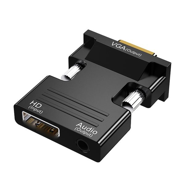 Convertisseur femelle vers VGA mâle compatible HD avec adaptateur Audio prenant en charge la sortie de Signal 1080P pour PC portable moniteur TV projecteur HW-2213