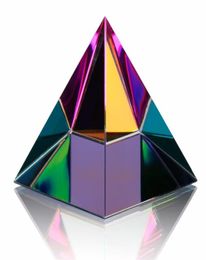 HD Crystal Iridescent Pyramid Art Decor Energy Healing Figurine Feng Shui Paper Paper Home Living Room Decoration Multi Color T4290068