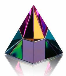 HD Crystal Iridescent Pyramid Art Decor Energy Healing Figurine Feng Shui Paper Paper Home Living Room Decoration Multi Color T2971947