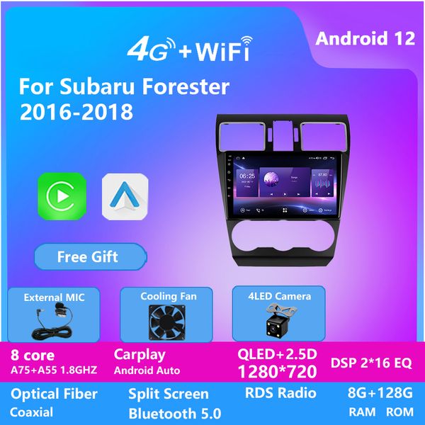 Écran d'affichage HD lecteur DVD vidéo Android Radio GPS Navigation tactile voiture stéréo Android pour SUBARU Forester 2016-2018