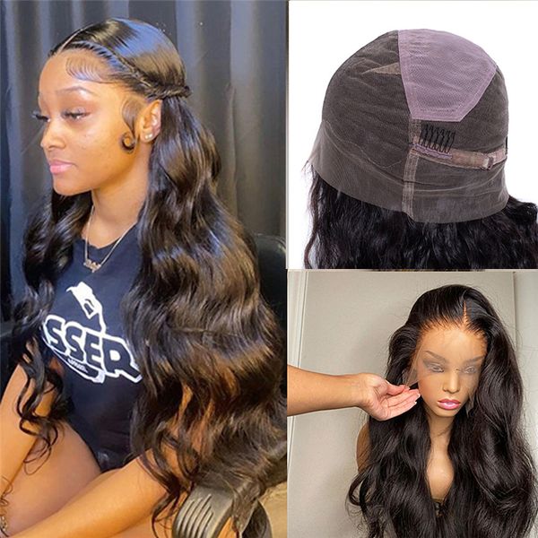 Perruques frontales complètes HD sans gluence pour femmes Human Hair Body Wave 10-30 pouces Précarré de couleur naturelle