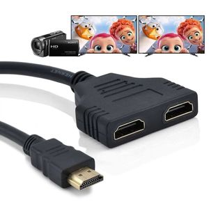 Câble HDMI HD 1080P V1.4 2 Dual Port Y Splitter compatible Splitter Adaptateur une entrée à deux sorties pour Playstation TV Camera Convert