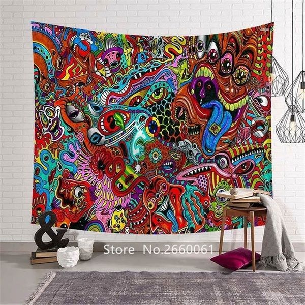 HD Inn Arts Colorful Trippy Tapestry Home Decor Wall Prowcoth Picnic tapis extérieur pad photo