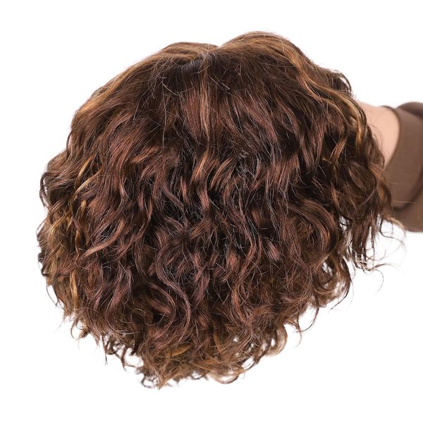 HD dentelle brun bouclés Bob perruque cheveux humains 13X4X1 dentelle avant perruques pré plumées avec des cheveux de bébé sans colle court bouclés ondulés cheveux humains