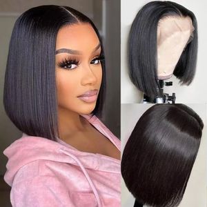 HD Lace Human Hair Wigshort Straight Bob Wig Human Hair Pruiken 180% Dichtheid vooraf geplukte kant Frontale Braziliaanse Remy-pruiken voor zwarte vrouw
