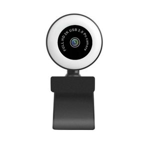 2K Webcam met Microfoon Rotatablaugo HD Fill Light Web Cam LEDComputer Camera voor YouTube LIV