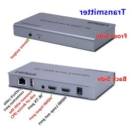 Freeshipping HD-MI KVM Extender USB muis/toetsenbord Uitbreiding 120M door Cat/RJ45/LAN/UTP Netwerkkabel IR Controle TX/RX 35MM R/L Audio ou Xjin