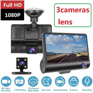 HD Night Car DVR Dash Cam 4.0 Inch Video Recorder Auto 3 Lens met Achteraanzicht Camera Registrator Dashcam DVRS