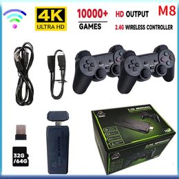 HD Output Video Game Sticks M8 Console 2.4G Double Wireless Controller Game Stick 4K Bulit-10000 In Games 32 GB Retro Classic voor PS1 GBA FC NES Arcade