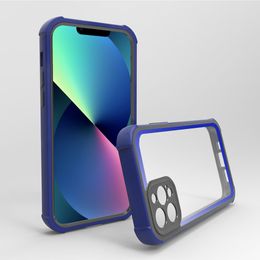 Coques de téléphone en acrylique transparent HD pour iPhone 14 12 13 pro max 7 8 XR XS Max Samsung S22 S21 4 en 1 360ﾰ protecteur de couverture avec objectif de protection de caméra