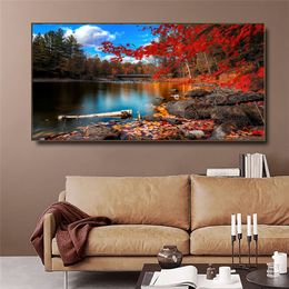 Affiche HD Impression de grande taille Art moderne décor de maison Maple Lake Layscape Canvas Peinture murale Art Art Picture Décor salon Chambre