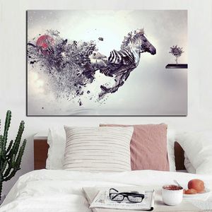 HD impression abstraite Animal personnalisé créatif cheval peinture à l'huile sur toile mur photo moderne Cuadros décor pour salon