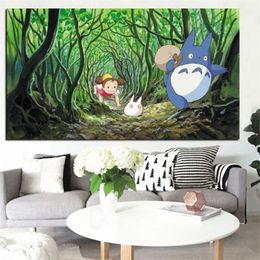 HD print Japanse cartoon animatie kunst Hayao Miyazaki Totoro Canvas schilderfilmposter moderne muurfoto voor woonkamer