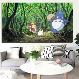 Toile de peinture avec dessin animé japonais imprimé HD, Hayao Miyazaki Totoro, affiche de film, image murale moderne pour salon