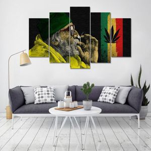 HD Gedrukt Canvas Home Decor Art Pictures 5 Stuks Rookwolk En Nationale Vlag Schilderij Woonkamer PosterGeen Frame352s