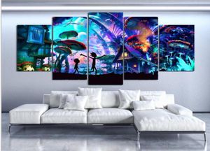 HD Printed Canvas Wall Art Modular Pictures Home Decor 5 Pieces Rick And Paintings Living Room Animation Posters Unframework9861248