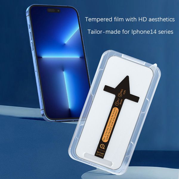 Protector de pantalla HD antiarañazos a granel Vidrio templado antiexplosión para iPhone 14 13 12 11 Pro Max con aplicador de fácil instalación Bandeja dura