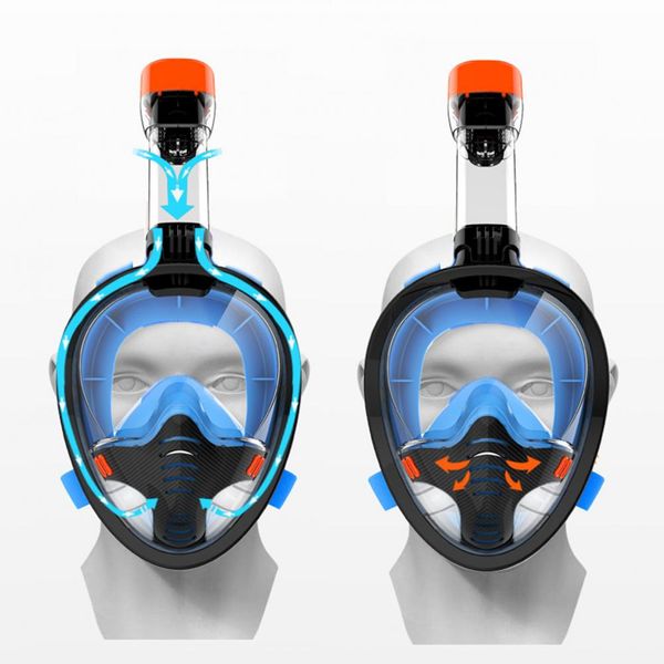 Cubierta de cara de snorkel HD Diseño de cara completa de tubo completo Cubierta de snorkel de visión panorámica de 180 grados de 180 grados para natación