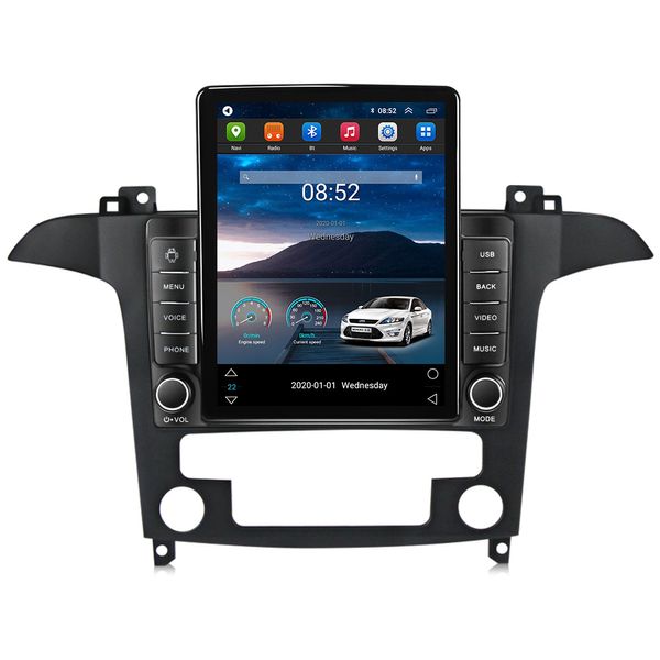 Pantalla táctil HD Unidad principal de navegación GPS con video para automóvil Android de 9 pulgadas para Ford S-Max 2007-2008 Auto A / C con soporte Bluetooth AUX Carplay DAB