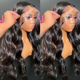 HD Transparent 13x4 13x6 Body Wave Lace Lace Front Human Hair Wig 30 40 Inch Brésilien Remy Hair 360 Full Lace Frontal Wig Fractal pour les femmes