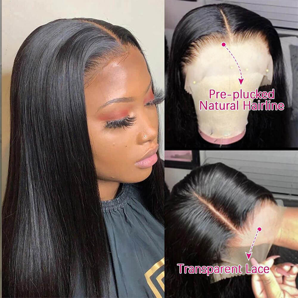 HD Transparent 360 Lace Frontal Wig 4x4 Lace Closure Wig Straight 13x6 Lace Front Human Hair Wigs For Black Women