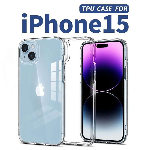 Coque transparente HD en TPU pour téléphone Pro Max 14, antichoc, en Silicone, étui transparent pour Iphone 15