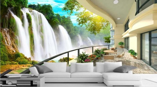 HD Waterfall Landscape TV mur mural 3d wallpaper 3d wall papers for tv backdrop5085027