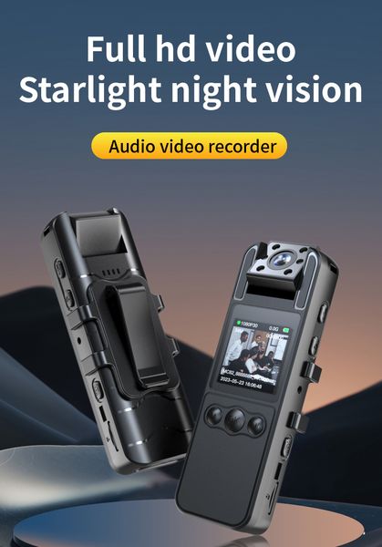 Cámara de acción de visión nocturna de gran ángulo HD 180 ° Rotación Super Long Standby Pocket Recorder periodista de clip de espalda