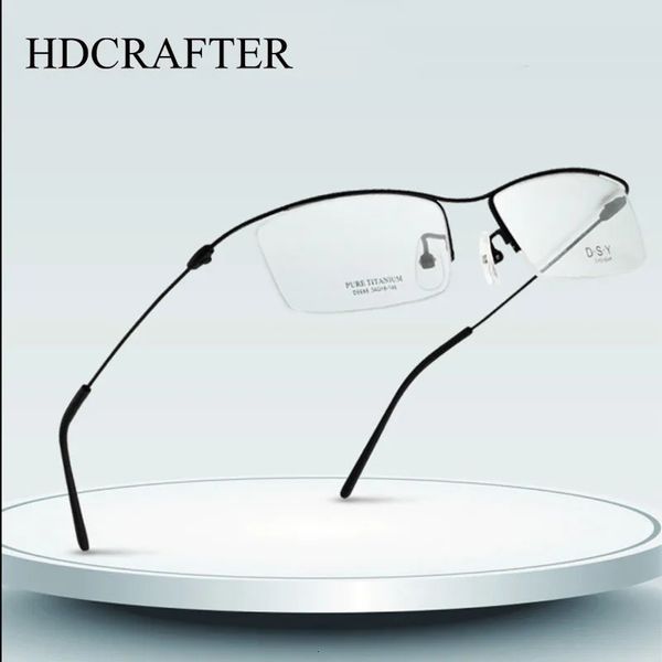 HDCRAFTER monture de lunettes en métal pour hommes demi-jante lunettes sans monture Cool optique-lunetterie lunettes de Prescription 240322