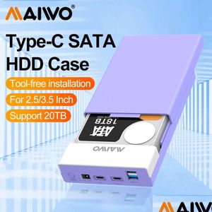 Recinadores HDD Cinete de disco duro externo MAIWO para SSD SATA de 3.5 2.5 pulgadas con función de concentrador USB Tipo C hasta Case de adaptador UP 20TB 2403 OTSDS