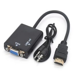 Adaptateur compatible HDMI à la sortie de câble de conversion VGA HD Sortie audio PC Adaptateurs de câbles vidéo VGA Adaptateur d'ordinateur portable compatible VGA