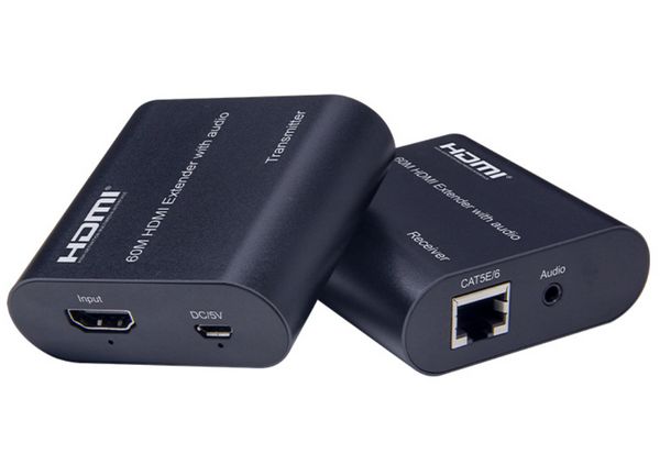 HDMI Extender RJ45 4K sobre Cat5e/6 RJ45 60m 120m Kit de audio de extensor de red HDMI con audio EDID sobre Ethernet Cat6/5e para TV PC Laptop HDTV