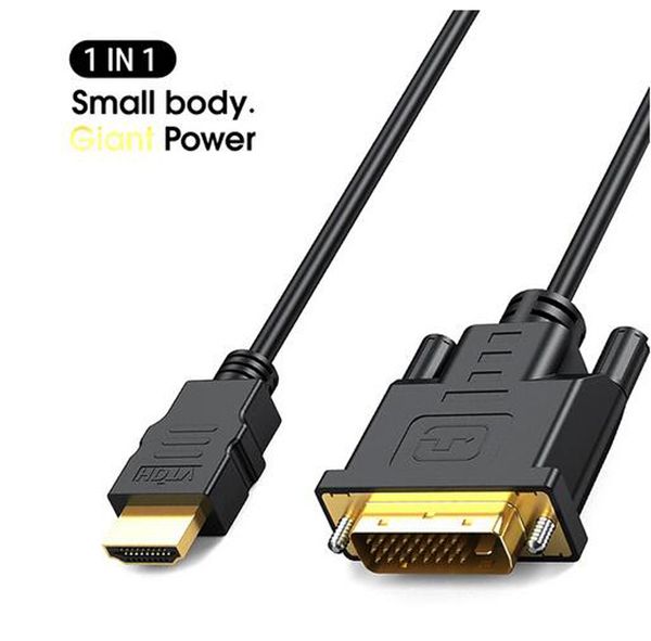 Cable HDMI a DVI Cables de video Chapado en oro Alta velocidad 1080P 3D DVI-D Cable de 24 + 1 pines para HDTV 1080P HD Splitter Switcher Proyector TV Box Monitor Macho Hembra Línea 1m 1.5m 2m 3m