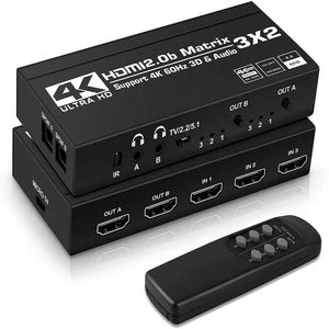 Matrice HDMI2.0 3X2 avec double matrice HDMI audio 3 entrées 2 sorties 4K/60HZ HDCP2.2