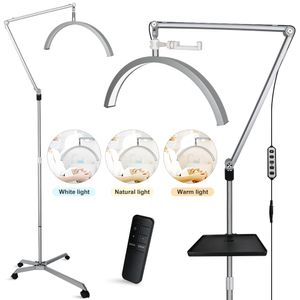 HDSNH Half Moon Posing Lampe 36w 20inch Dimmable LED Lampe de beauté LAMPE ROTATIVE LAMPE LAME AVEC TRAY ROMTE ROMTE MOBILE BASE POUR LE TATOUCE DE BEAUTÉ TECH TECH