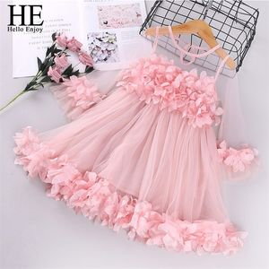 Hij hallo geniet van meisjes jurken baby peuter kindkleren lente lente zomer lange mouw bruiloft prinses optheant bloemen rode jurk 220426