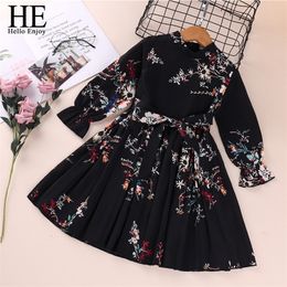 HE Hello Enjoy Filles Robes Printemps Bébé Fille née Vêtements À Manches Longues Imprimé Arc Élégant Soirée Princesse Robe Casual Enfants 220426