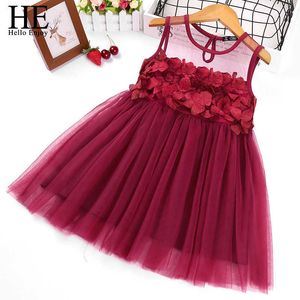 HE Hello Enjoy Summer Baby Girl Abiti Toddler Bambini Vestiti senza maniche Pink Wedding Princess Pageant Marchi Dress For Kids Q0716