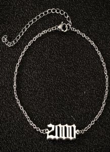 HE16 Nummer 12000 Arabische cijfers Verjaardag Jaar Enkelbandje Been Armband Roestvrij Staal Mode-sieraden voor Vrouwen Mannen Geschenken3973798