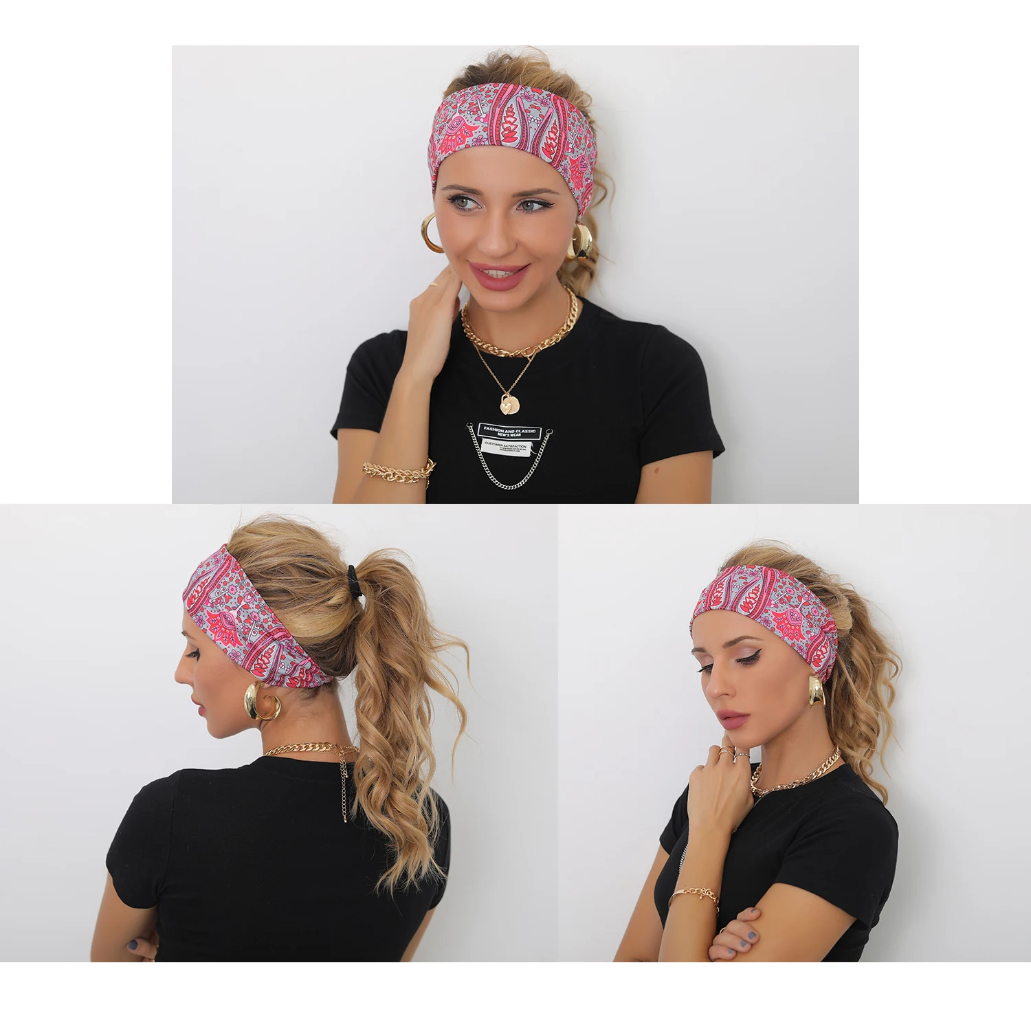 Kopfbänder Kreuzelastizität Hair Band Turban Headwap für Frauen Sportstirnband