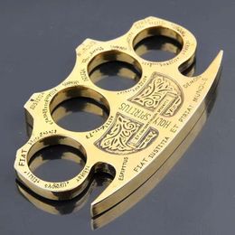 Tête de tigre doré en métal Constantine, boucle à quatre doigts, défense en cuivre, anneau de poing en alliage de titane 261281