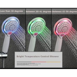 Tête de douche à tête de pulvérisation avec capteur de température numérique, 3 couleurs, changement de couleur, alimentée par l'eau, nouvelle douche de pluie 200925