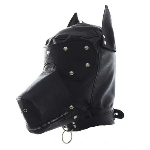 Head Hood Full Cover Faux Leather Bondage BDSM Restricciones Slave Dog sexy Game Toy