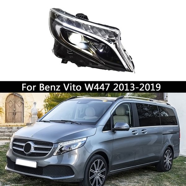 Ensemble de phares de voiture pour Benz Vito W447 LED Feux diurnes Brouillard Feux avant Dynamique Streamer Clignotant Angle Oeil Projecteur Lentille